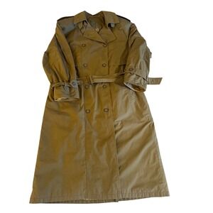 Long Trench Coat Olive Belted‎ Classic double breasted 90' timeless Women's sz 6